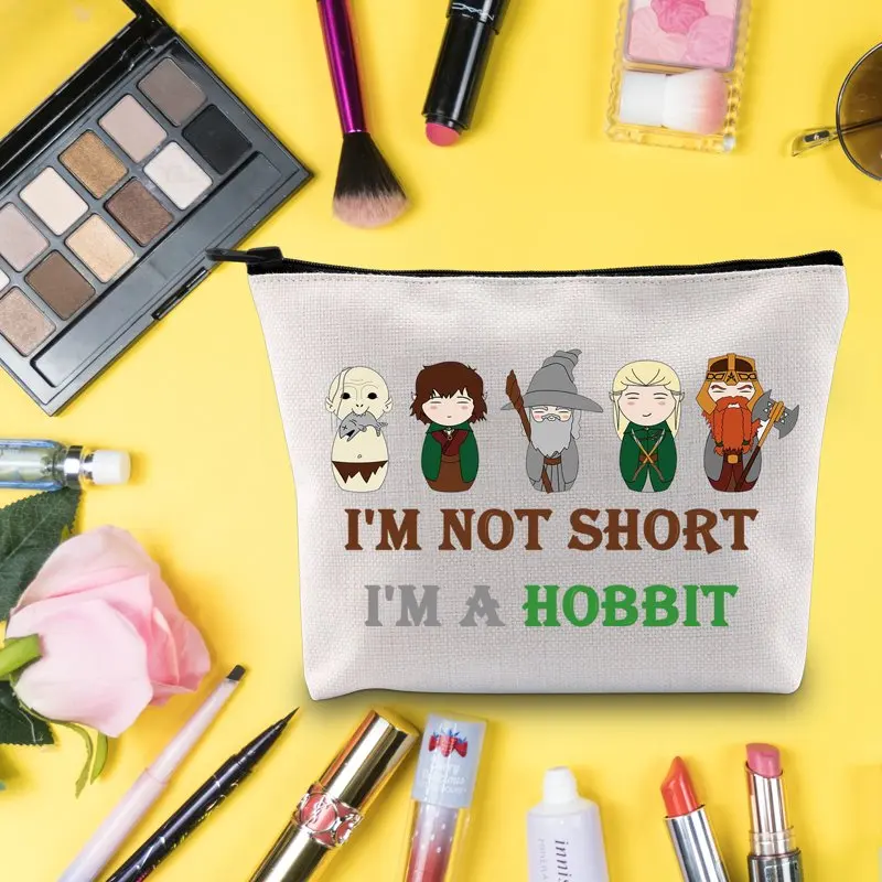 Hobbit Movie Cosmetic Bag Hobbit Fans Gift I'm Not Short I'm a Hobbit Makeup Zipper Pouch Bag Hobbit Power Gift