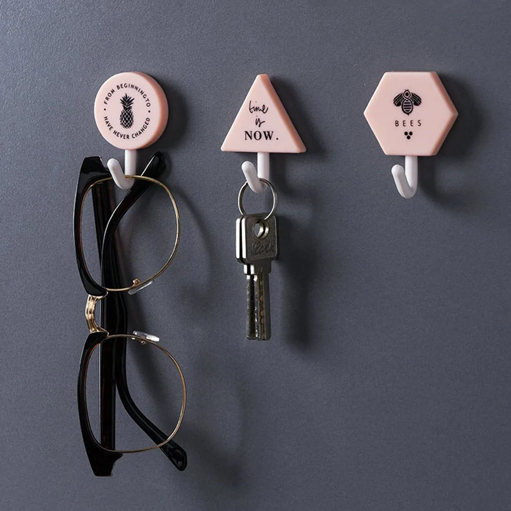 3Pcs Nordic Hanging Hooks Wall Hooks for Keys Round Geometric Storage Rack Self-adhesive Hooks Seamless Kitchen Bathroom Door