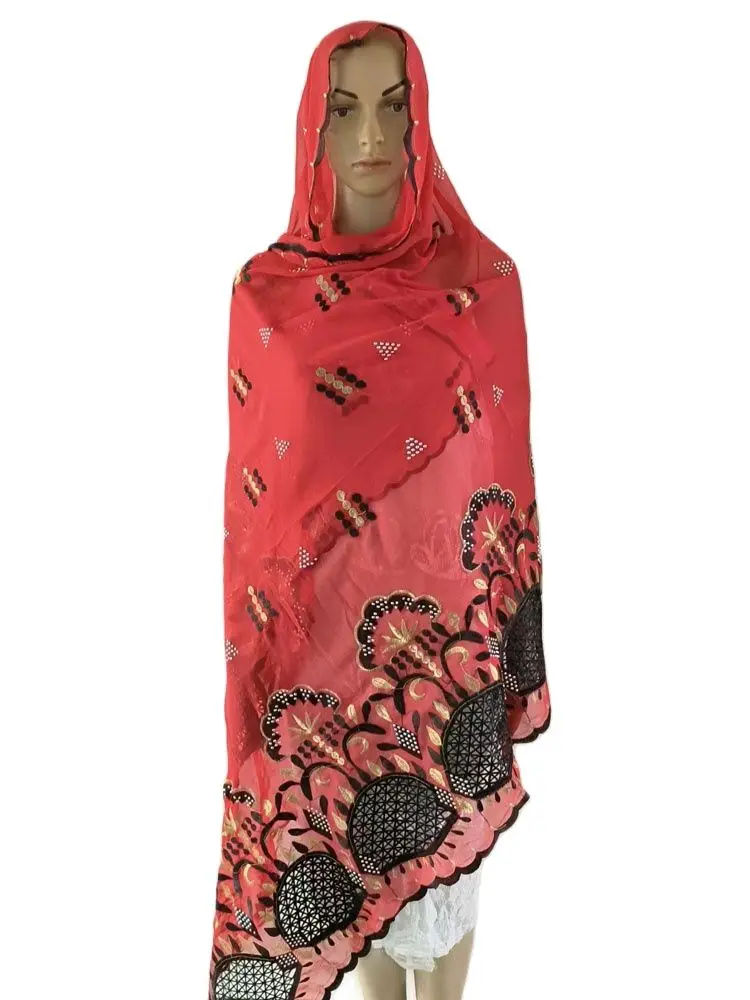 2023 Muslim Ramadan Hijab Femme Musulman Foulard Hijabs For Woman African Islam Dubai Chiffon Embroider Scarf 200*100 Shawls