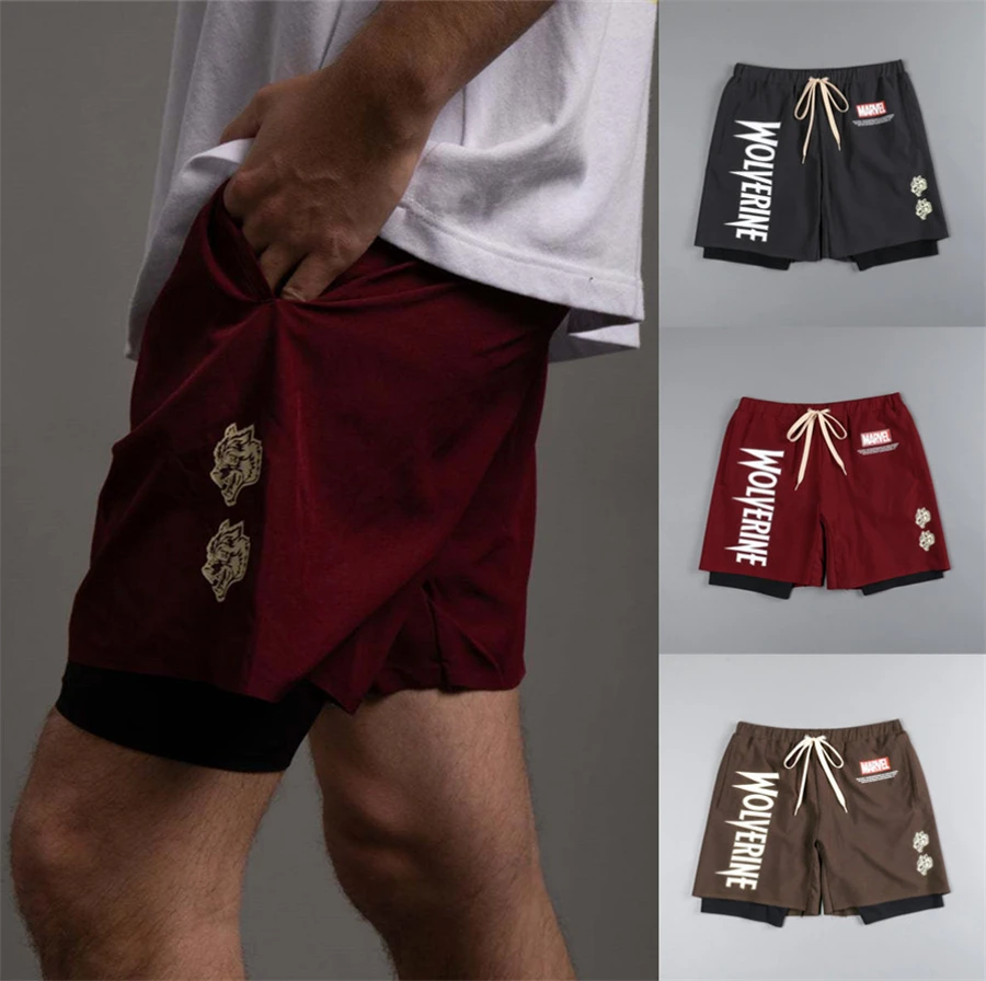 

Men Gyms Workout Male Breathable 2 In 1 Double-deck Quick Dry Sportswear Jogger Beach Shorts Men Fitness Bodybuilding Shorts