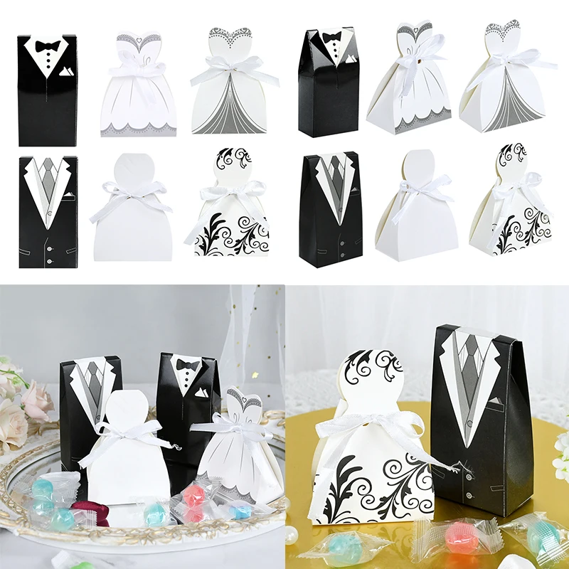 

10/20 Pcs Bride Groom Wedding Favors Paper Candy Box Case Marriage Boy Girl Love Gift Boxes Engagement Souvenirs Party Supplies