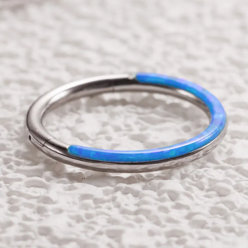 G23 Titanium Septum Pierced Nose Ring Opal Hinge Segment Clicker Ear Cartilage Earring Spiral Lip Pierced Anodized Body Jewelry