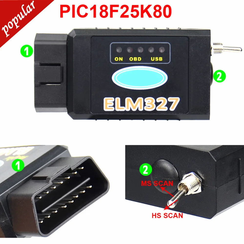 2023 новейший ELM327 USB FTDI PIC18F25K80 FTDI чип-считыватель кодов для Fo-rd HS CAN/MS может Forscan ELM 327 Bluetooth OBDII