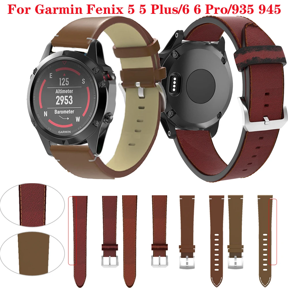 

Ремешок сменный из натуральной кожи для наручных часов, 22 мм, для Garmin Fenix 6 6Pro, ремешок для Fenix 5 5Plus Forerunner 935 945