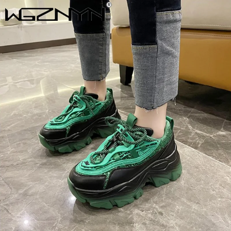 

Кроссовки женские на платформе 7 см, дышащие, Вулканизированная подошва, модная обувь для папы, 2023