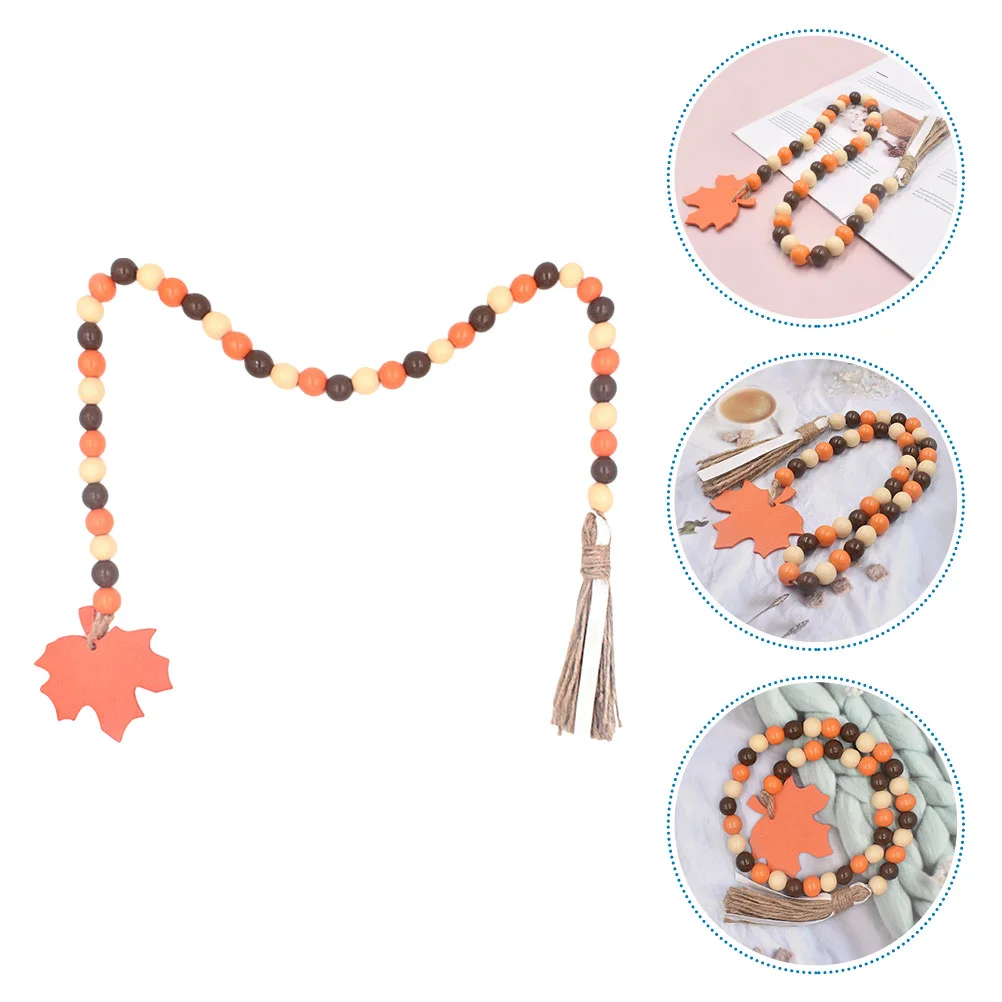 

Maple Leaf Wooden Hanging Beaded Garland Tassel Wood Bead Hanging Decor