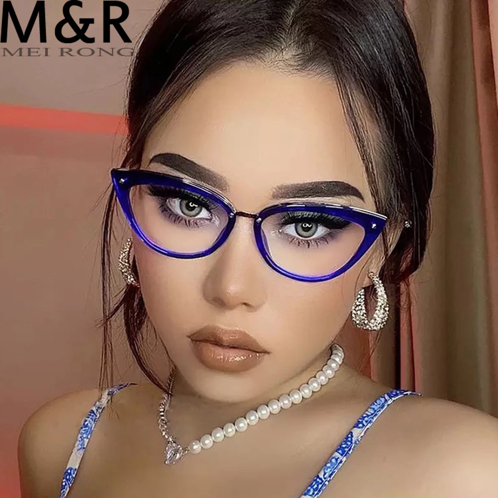 Купи Sexy Cat Eye Women Anti Blue Light Optical Glasses Frames TR90 Fashion Computer Eyeglasses Black Blue Anti-Blue Eyewear за 352 рублей в магазине AliExpress