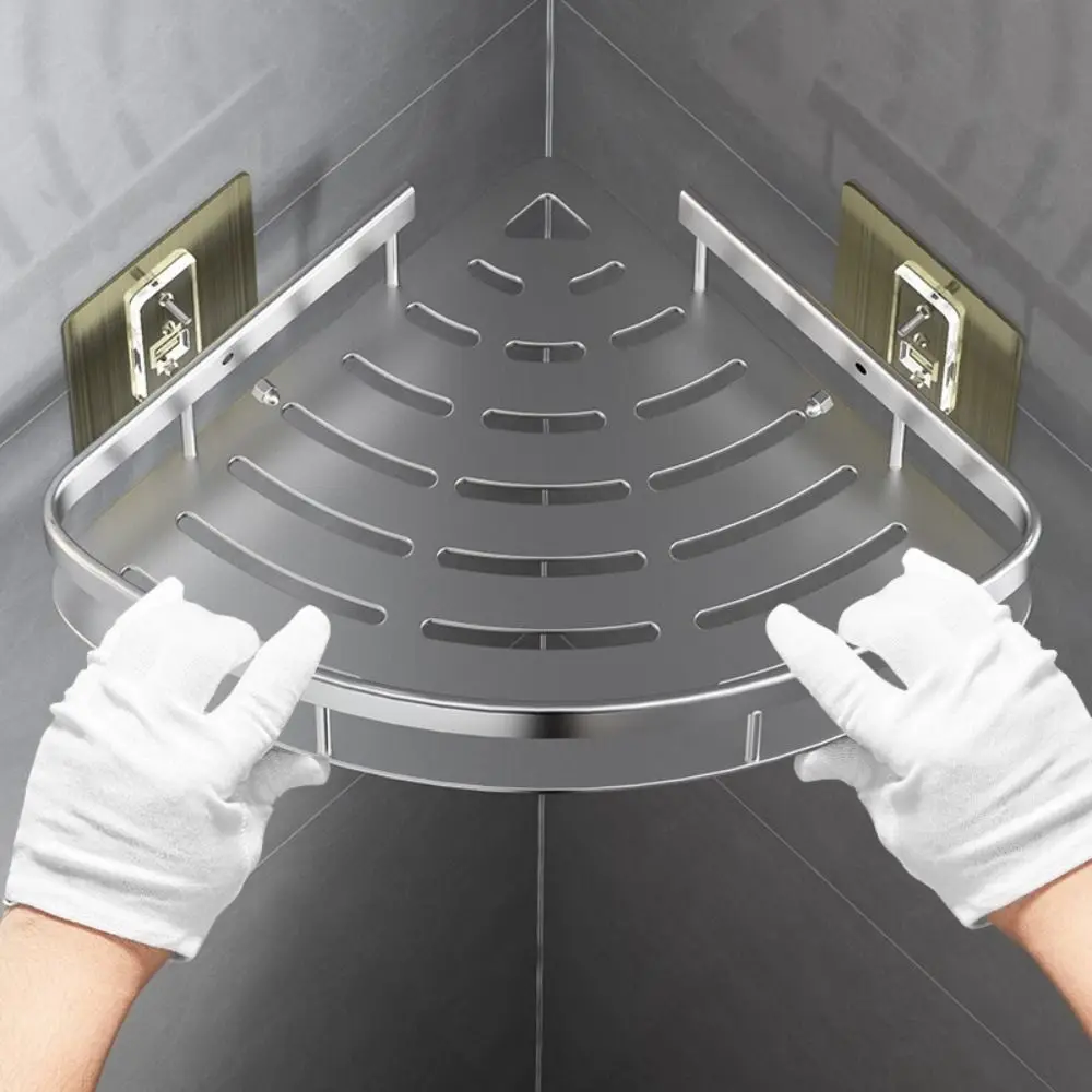 Угловая Душевая Стойка Для Ванной Комнаты. Алюминиевая Настенная Полка Хранения