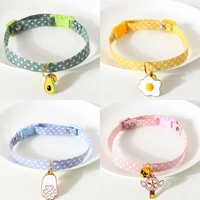 pet cat collar with bell kitten puppy adjustable necklace whit safety buckle cartoon cute tie with hollow flower pet accessories