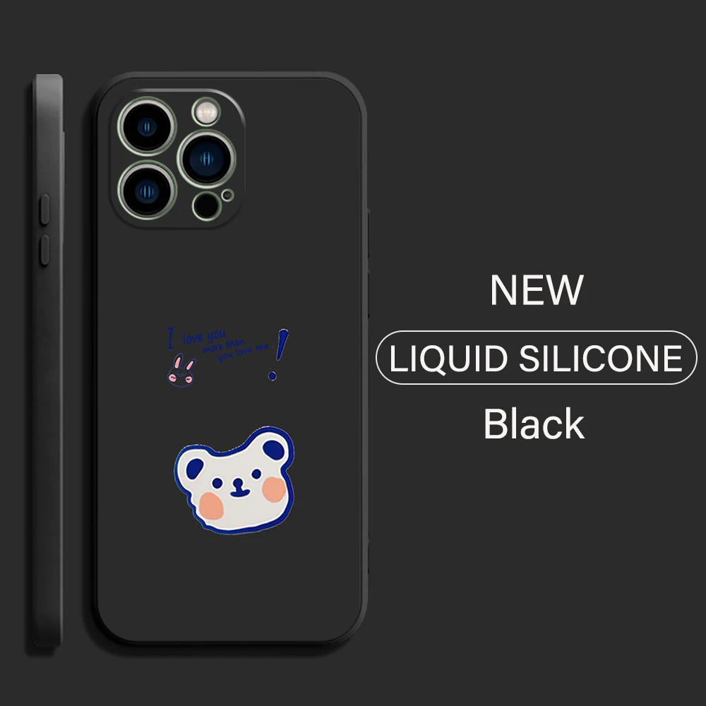 cute cartoon alphabet bunny bear phone case for funda iphone 11 12 13 pro max mini x xr xs se 2020 6 7 8 plus celular black free global shipping