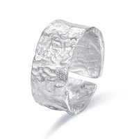 sterling silver tone cold style ring high end temperament neutral net red with irregular tin foil pattern jewelry accessories
