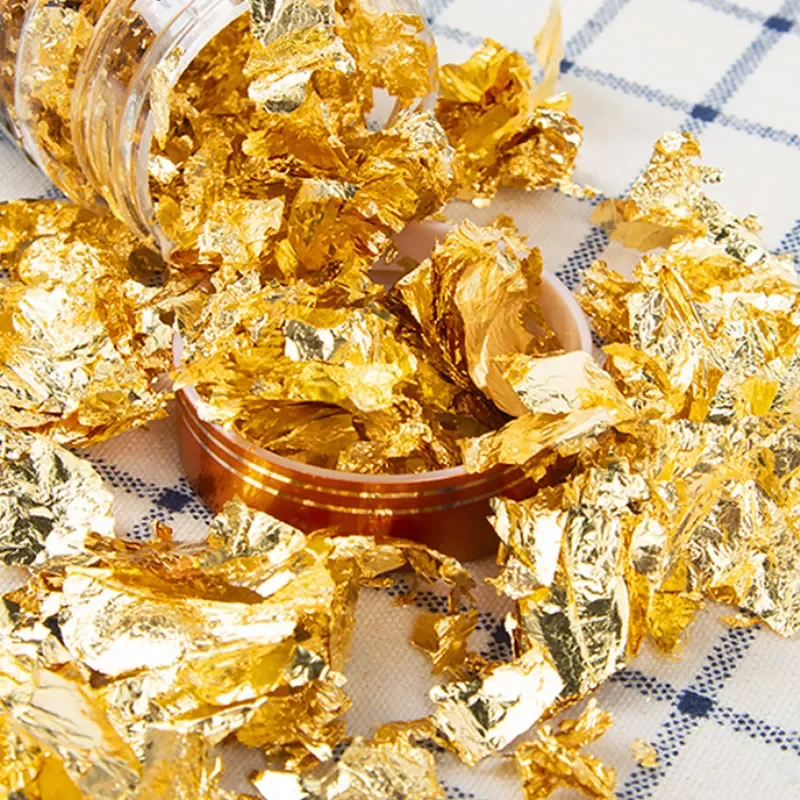 

JMT 3/4/5/10g Shiny Gold Leaf Flakes Sequins Glitters Confetti for Painting Arts Nail Art Foil Decorative Paper Resin Mold Filli