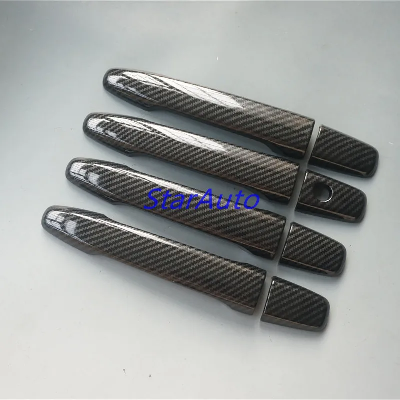 Новая хромированная глянцевая черная накладка на дверную ручку из углеродного