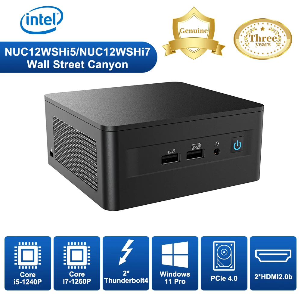 

Intel Mini PC NUC 12 Pro Wall Street Canyon LATEST 12TH Gen Intel Core Processor Powerful Performance Win11 Pro, Thunderbolt 4