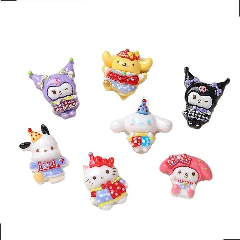 Фото 100 шт. милых кабошонов Sanrio Kuromi Melody из смолы с плоским основанием для DIY-аксессуаров: чехлов для телефонов, серег, поделок, декора для скрапбукинга №5