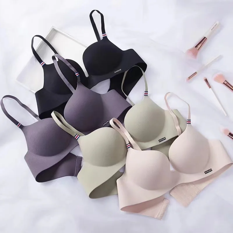 One-Piece Sexy Non-Marking Small Chest Special Gathering Underwear Women's Thick Cup No Steel Ring Girls Adjustable Bra Cover