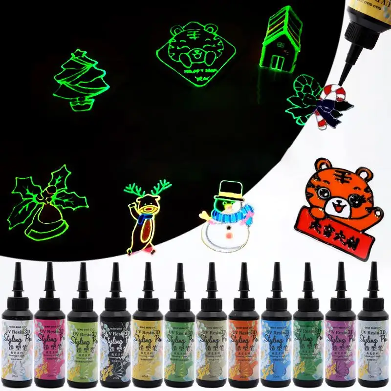 

New 3D Luminous UV Epoxy Resin Glue Ultraviolet Curing Crystal Hook Line Tools Styling Pen DIY Resin UV Glue Crafts Painting