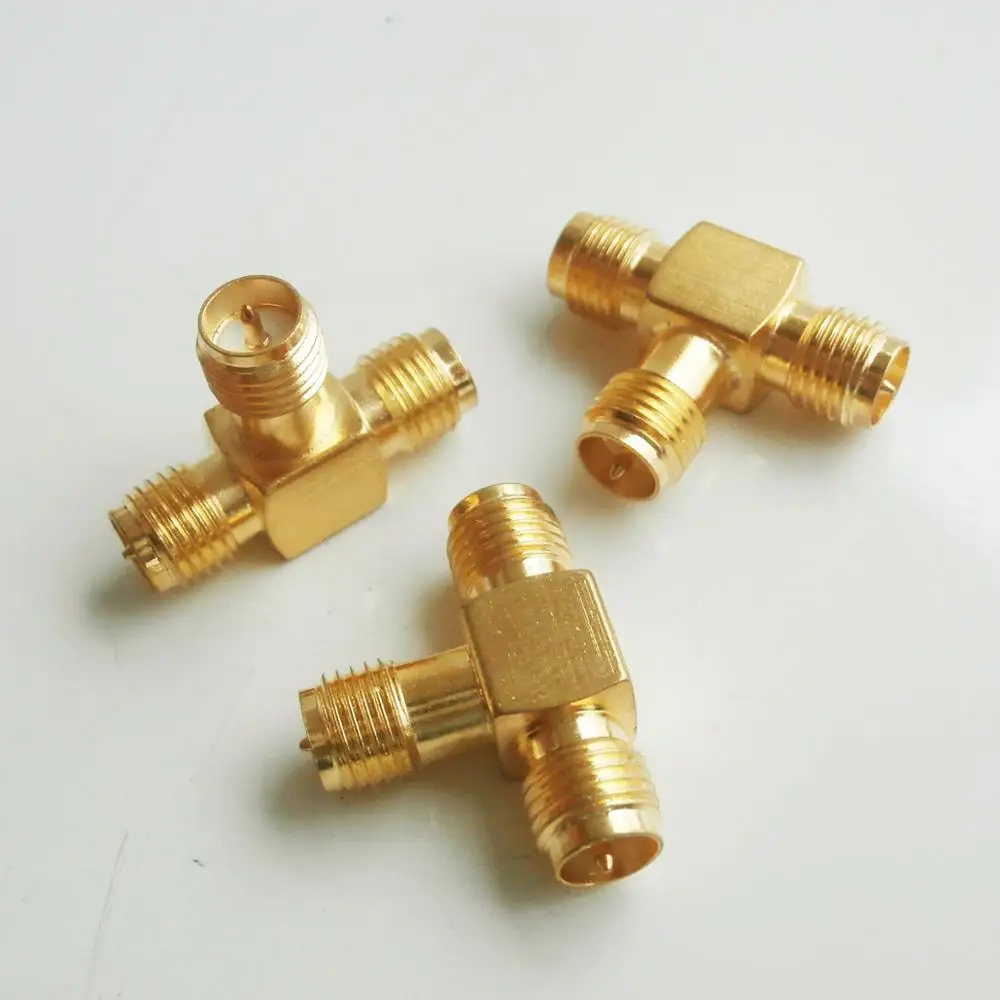 

RP SMA 3 Way Splitter Connector Socket T-Type RPSMA RP SMA Female To 2 Dual RP-SMA Female Gold Plated Brass Coaxial RF Adapter