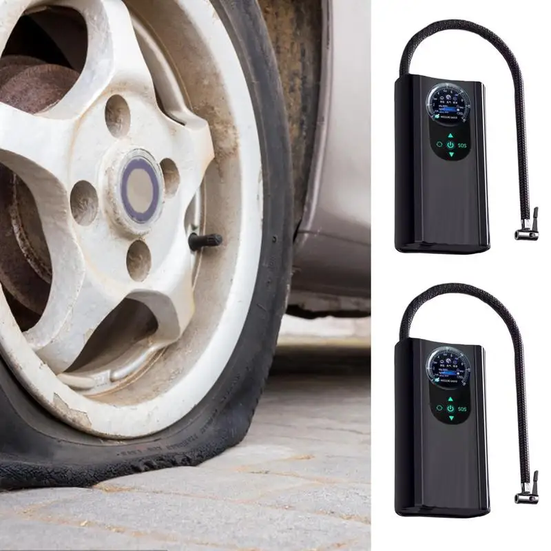 

Tire Inflator Portable Air Pump Portable Compressor Auto Pump With Pressure Gauge Quick Inflation Wireless Air Pump For Vehicals