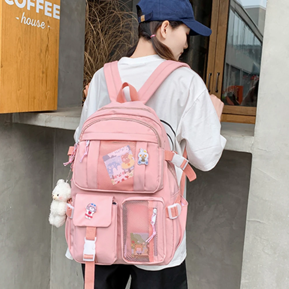 

2022 Women Backpack Large Capacity Laptop Backpacks Female Multi-Pocket College Waterproof School Bags with Transparent Pocket