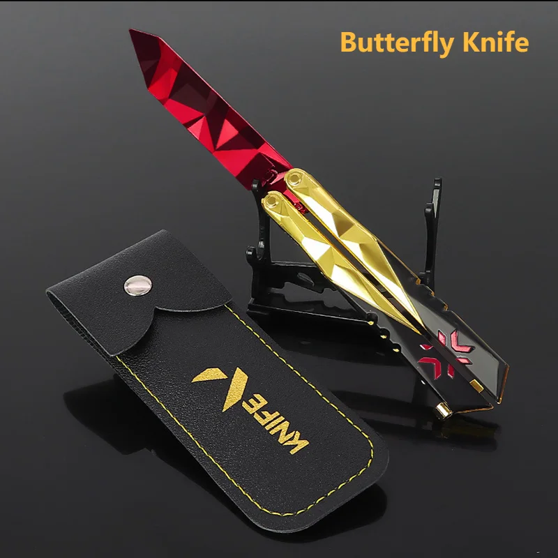 

Valorant Weapon Melee Champions Butterfly Knife plus Balisong 21cm Game Peripheral Metal Samurai Sword Model Gift Toys for Boys