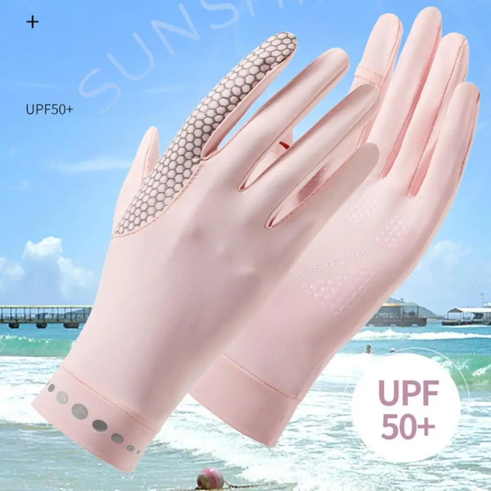 

1 Pair Sunscreen Gloves Comfortable Can Be Opened Fingertip Hands Protection Shredded Ice summer Ladies Thin Gloves for Outdoor