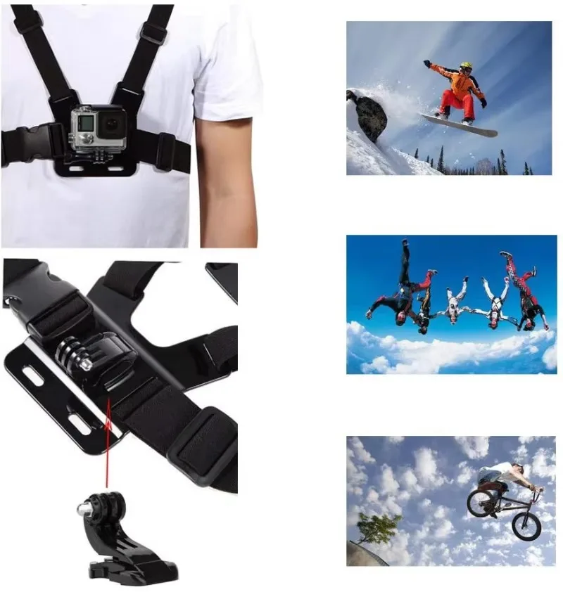 Регулируемый нагрудный ремень для крепления ремня Gopro HD Hero 10 9 8 7 6 5 4Session Action sj4000 EKEN