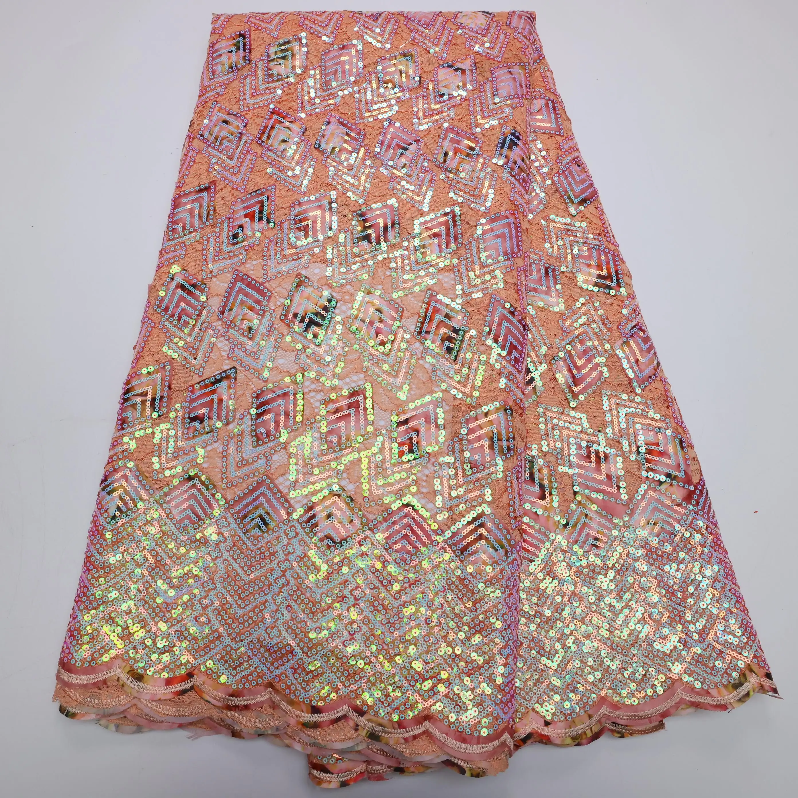 

Новейшая африканская кружевная ткань с блестками 2022, Высококачественная нигерийская кружевная ткань в дубайском стиле, французская сетчат...