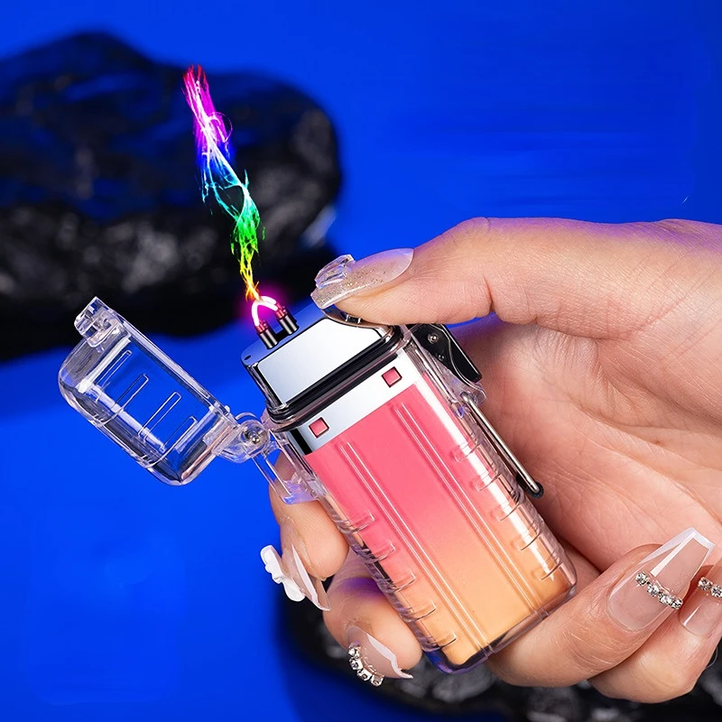 

New Double Arc Transparent Case Waterproof Charging Lighter Smoking Set Gift