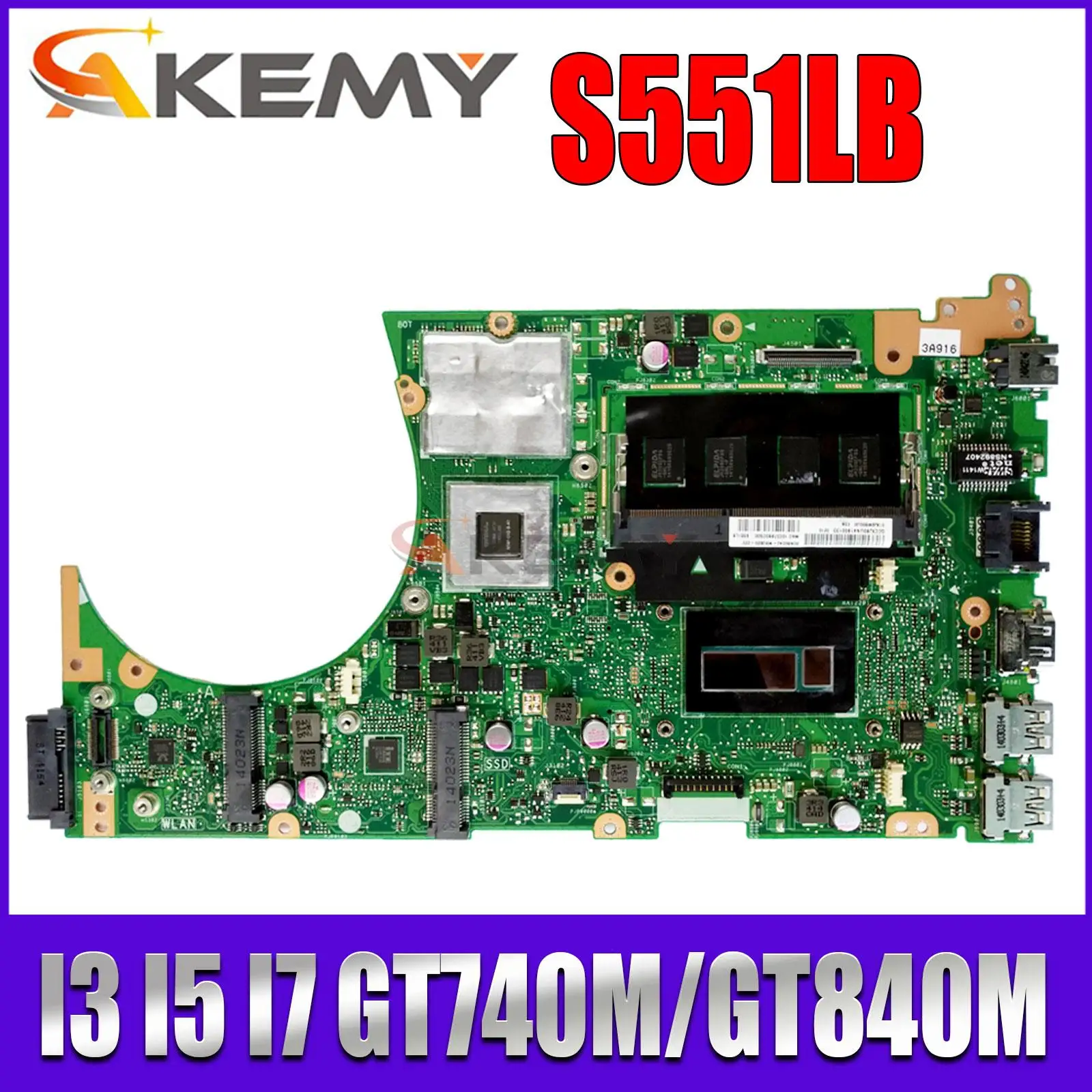 

Ноутбук S551LN Материнская плата ASUS S551L S551LB R553L S551LA 0 материнская плата для ноутбука I3 I5 I7 4 ГБ/RAM UMA/GT740M/GT840M