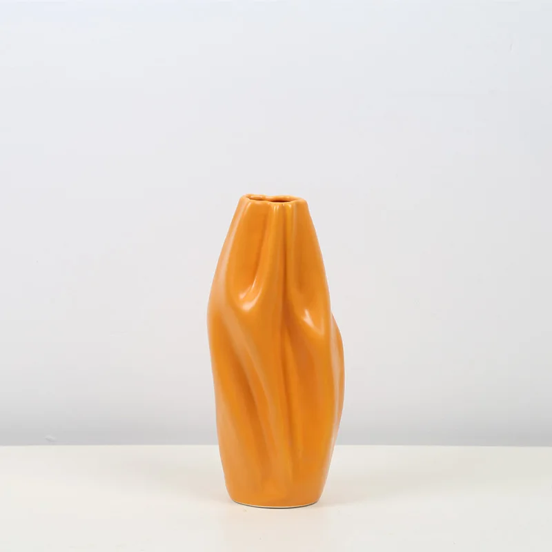 Nordic Ceramic Vase Decorations, Modern Geometric Modeling, Sample Room, Creative Soft Decoration, Orange images - 6
