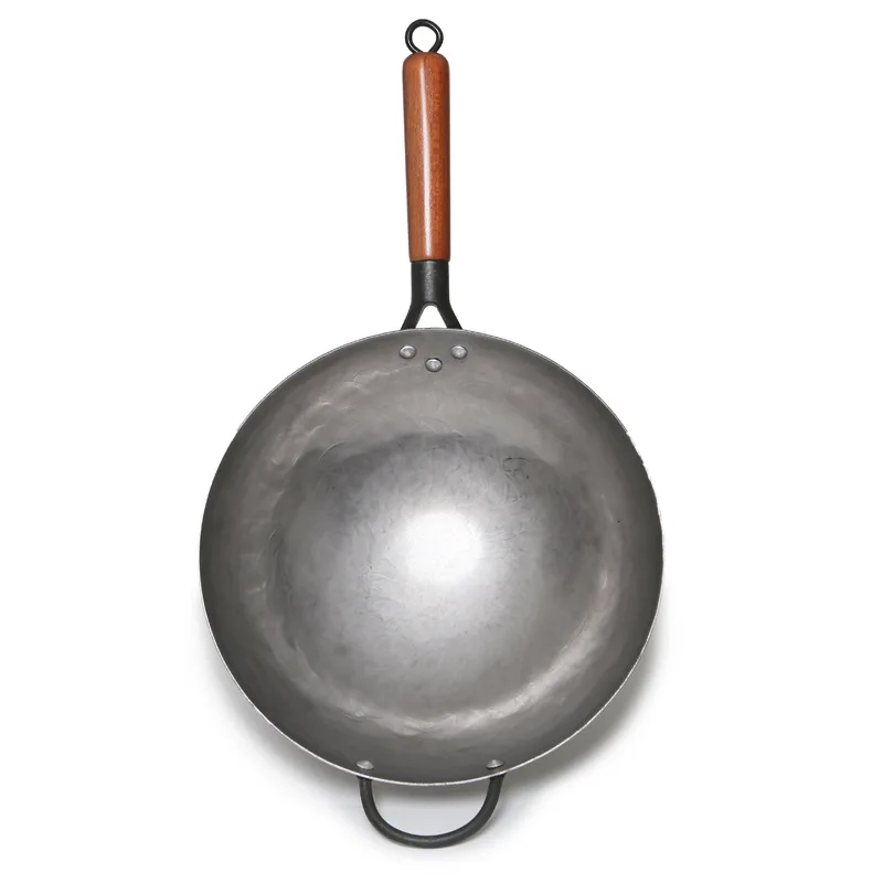 

Chinese Cast Iron Wok Kitchen Traditional Wooden Handle Cooking Friendly Products Wok Pan Poele Cuisine Cookware Sets