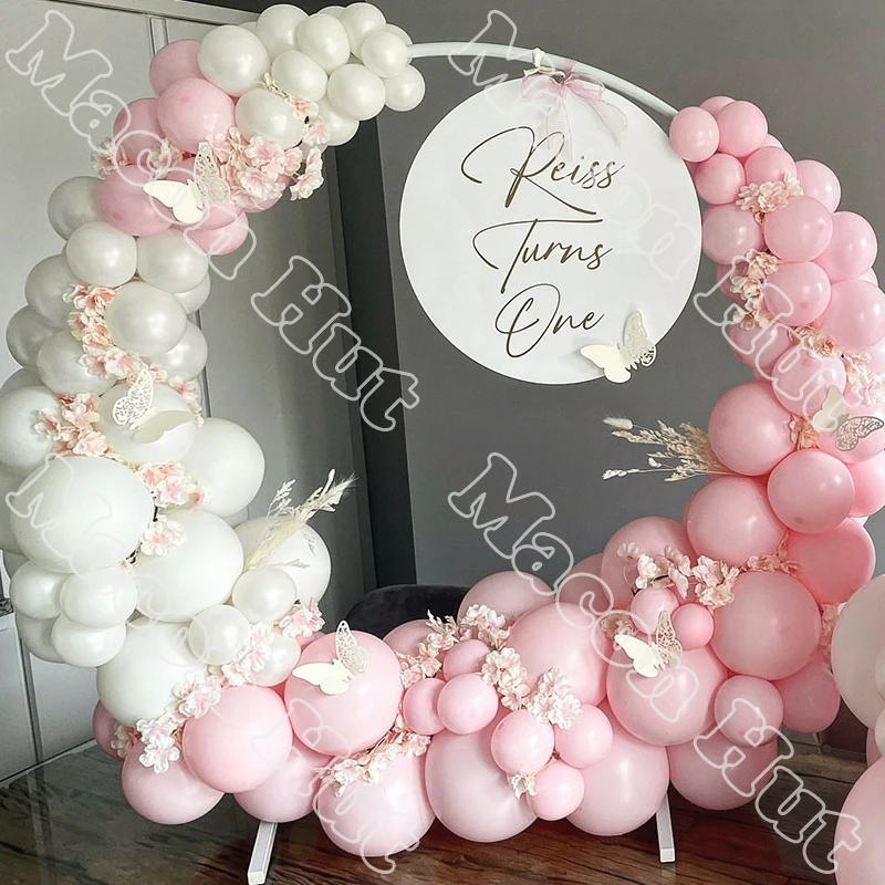 

142pcs Macaron Pink Latex Balloon Garland Background Baby Shower Wedding Birthday Party Festival Events White Decoration Kits