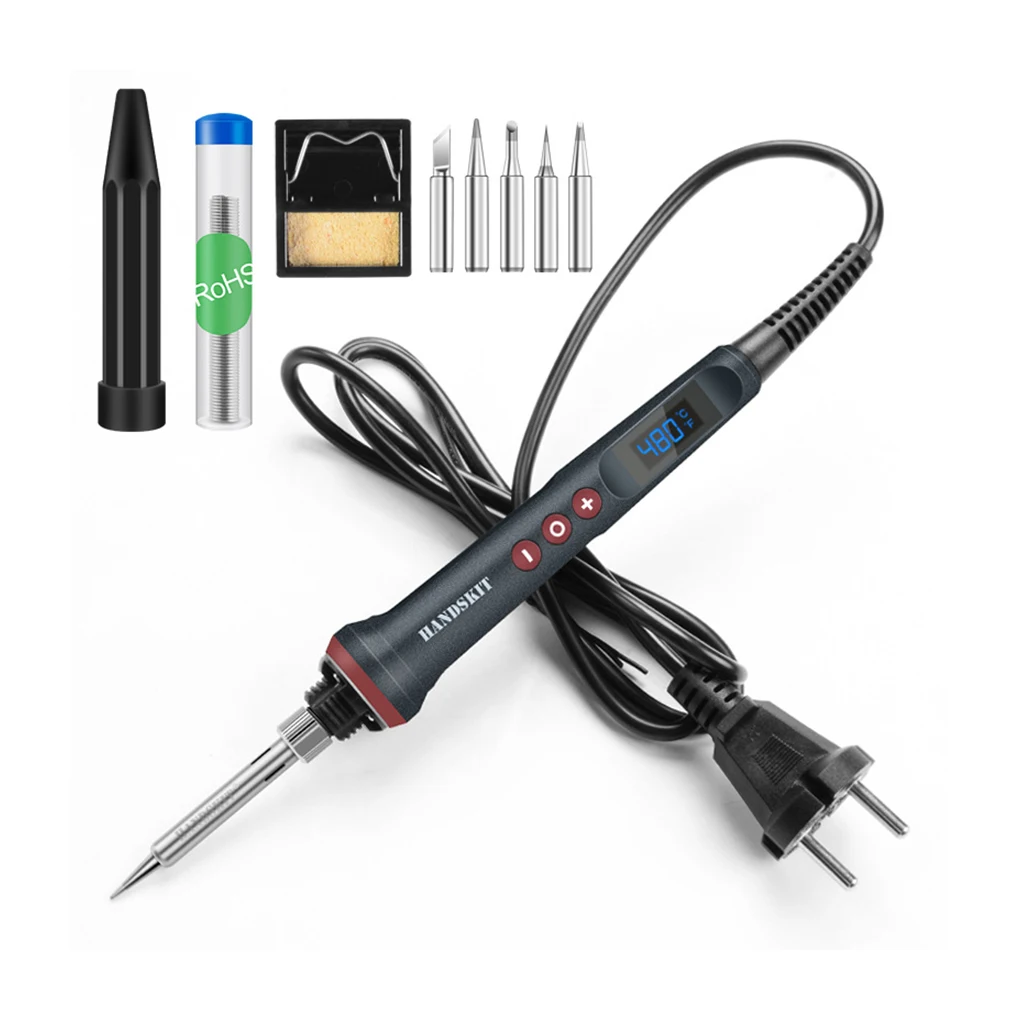 

Electric Soldering Iron LED Digital Display 110V/220V 180-480℃ Welding Pencil Electronic Heating Solder with 5 Tips