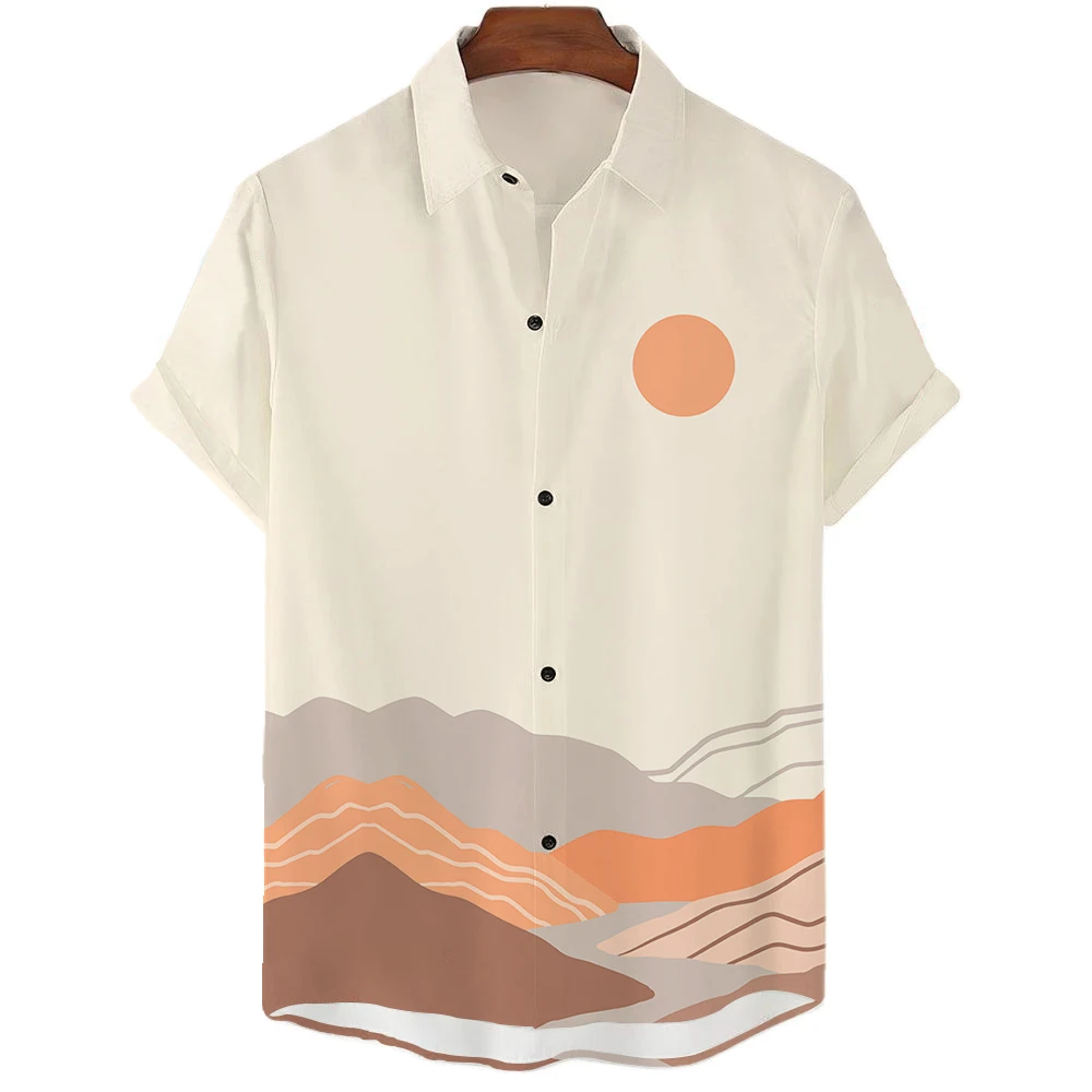 

Sunrise Men'S Shirt Causal Fashion Hawaiian Shirt Short Sleeve Simple 3d Shirt For Man Button Beach Daily Men Clothing Summer