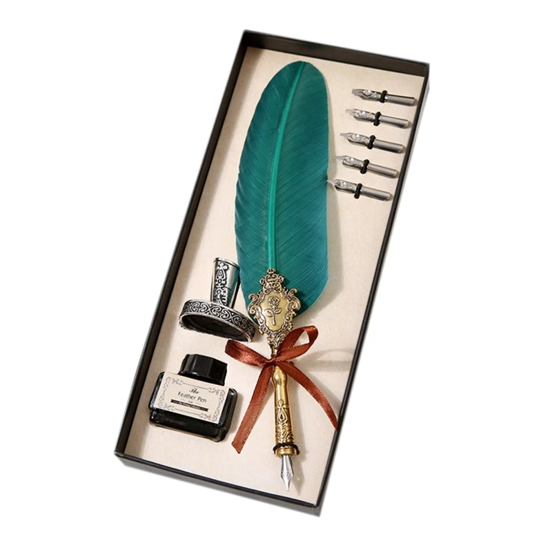 

Calligraphy Feather Dip Pen Ink Nibs Set Quill Pen Writing for Beginners Holiday Gift Office Supplies