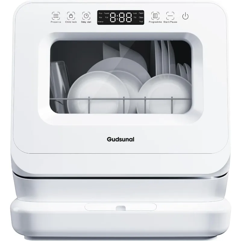 

Gudsunal Countertop Dishwasher, Portable Dishwasher with 7L Detachable Water Tank, No Hookup Needed,192℉ Hi-Temp Hygiene