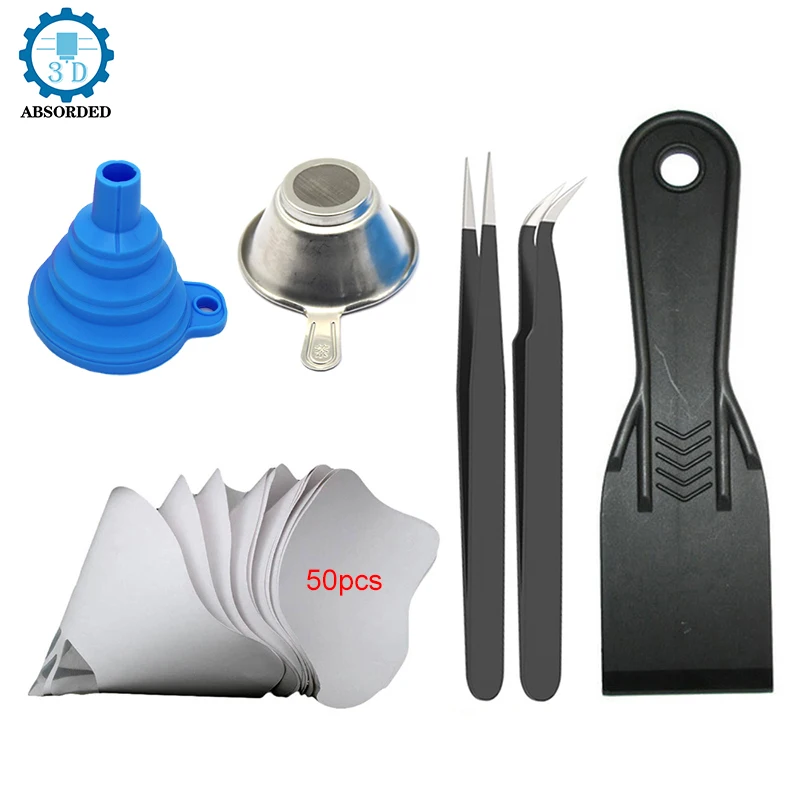DLP Resin Funnel Filter Cup Metal UV Curing Photon Cleaning Shovel Spatula Trimming Tool for ANYCUBIC Photon ELEGOO Mars 2 Pro 3