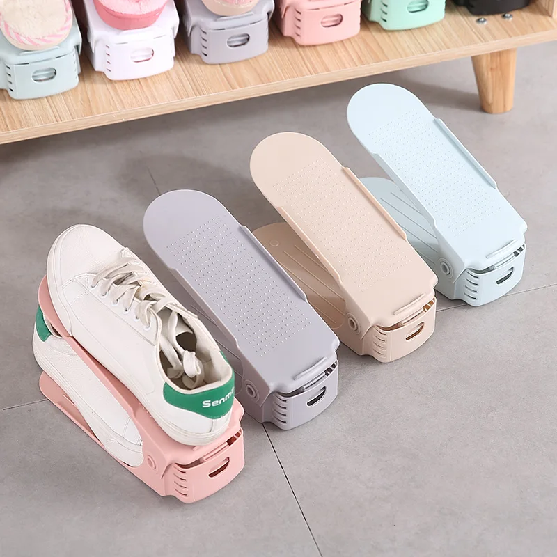 

10pcs Durable Adjustable Shoe Organizer Footwear Support Slot Space Saving Cabinet Closet Stand Shoes Storage Rack Shoebox