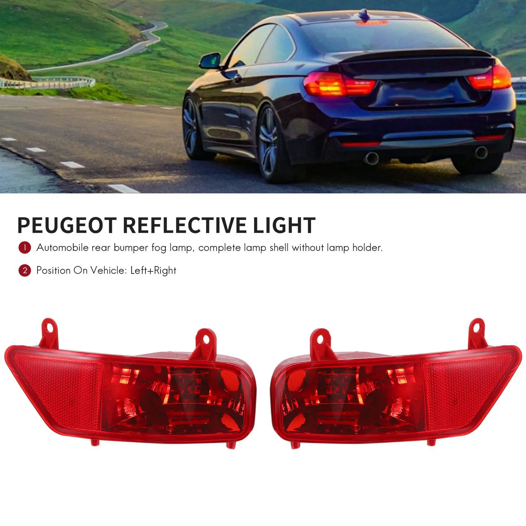 Противотуманные фары для заднего бампера автомобиля светоотражающие Peugeot 3008 2009