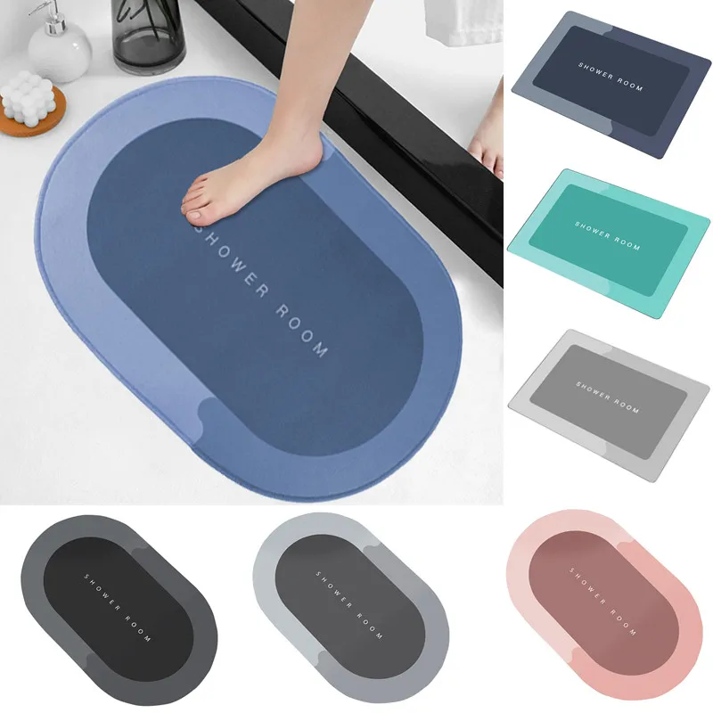 

Household Bathroom Mat Crystal Velvet Carpet Absorbent Non-Slip Washable Modern Minimalist Washable Entry Mat Bathroom Decora