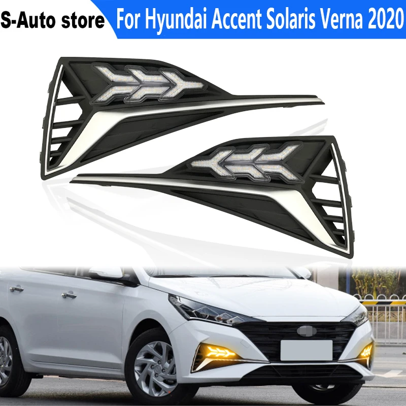 

Светодиодные ленты 12 В, дневные ходовые огни для Hyundai Accent Solaris Verna 2020, противотуманные фары в сборе, детали для модификации автомобиля