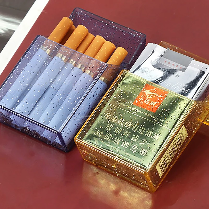 

1PC Cigarette Box Case Plastic Eco-friendly Automatic Button Cigarette Cover Holder Container Cigarette Box Batch