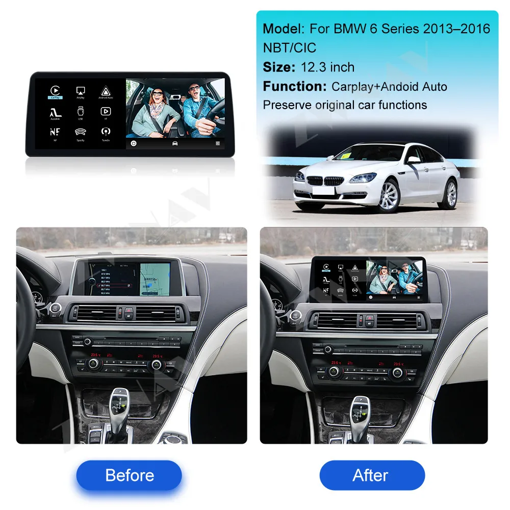 Фото 12.3-дюймовая автомобильная магнитола на Linux для BMW 6 серии 2013-2016 NBT/CIC с поддержкой iDrive, CarPlay и Android Auto, GPS, функцией Smart Split Screen и 360-градусной камерой °   Камера №2