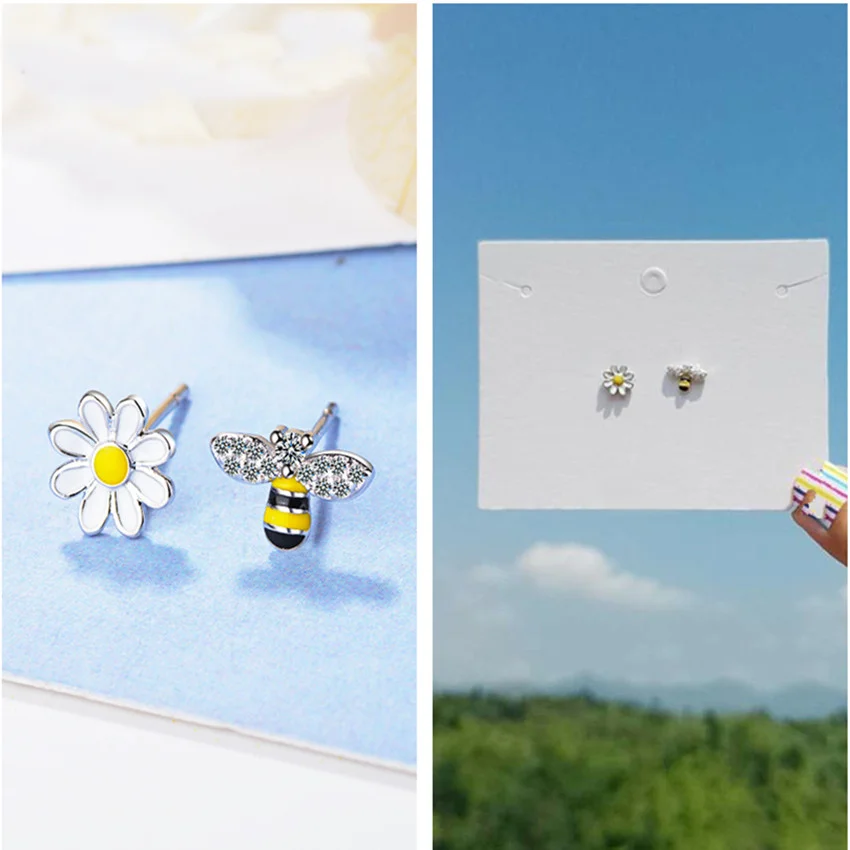 

2023 Fashion Lovely Asymmetric Bee Sun Flower Zircon Stud Earrings Ear For Women Girl Kids Animal Jewelry Brincos