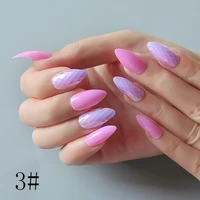 24tipsset ultra thin coffin fake nails art full set with glue removable wear press on med long nail supplies for professionals