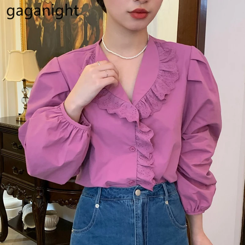 Gaganight женская рубашка Весна-Осень 2021 Новый Французский Ретро темпераментный