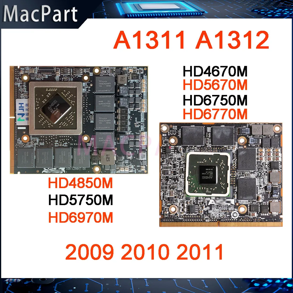 Оригинальный HD4670M HD5670M HD6750M HD6770M HD4850M HD5750M HD6970M Для iMac A1311 A1312 видеокарта 2009 2010 года