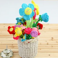plush sunflower bendable stems colorful stuffed flowers plush toy rose daisy flower bouquet with happy smiley face toy plushie