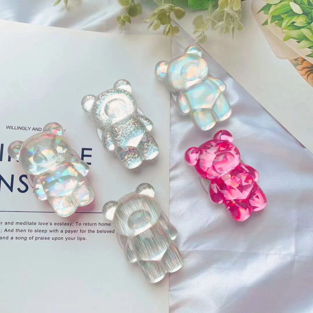 korea style mobile phone accessories griptok cute bear folding finger ring holder for phone cellphone stand grip for iphone 12 free global shipping